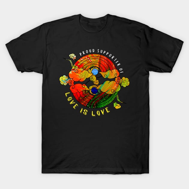 Proud Supporter of Love is Love Rainbows - Dark Neon Gems T-Shirt by v_art9